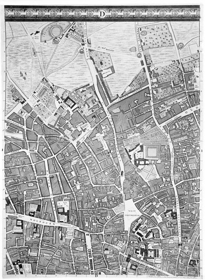 A Map of Clerkenwell, City of London, 1746 by John Rocque